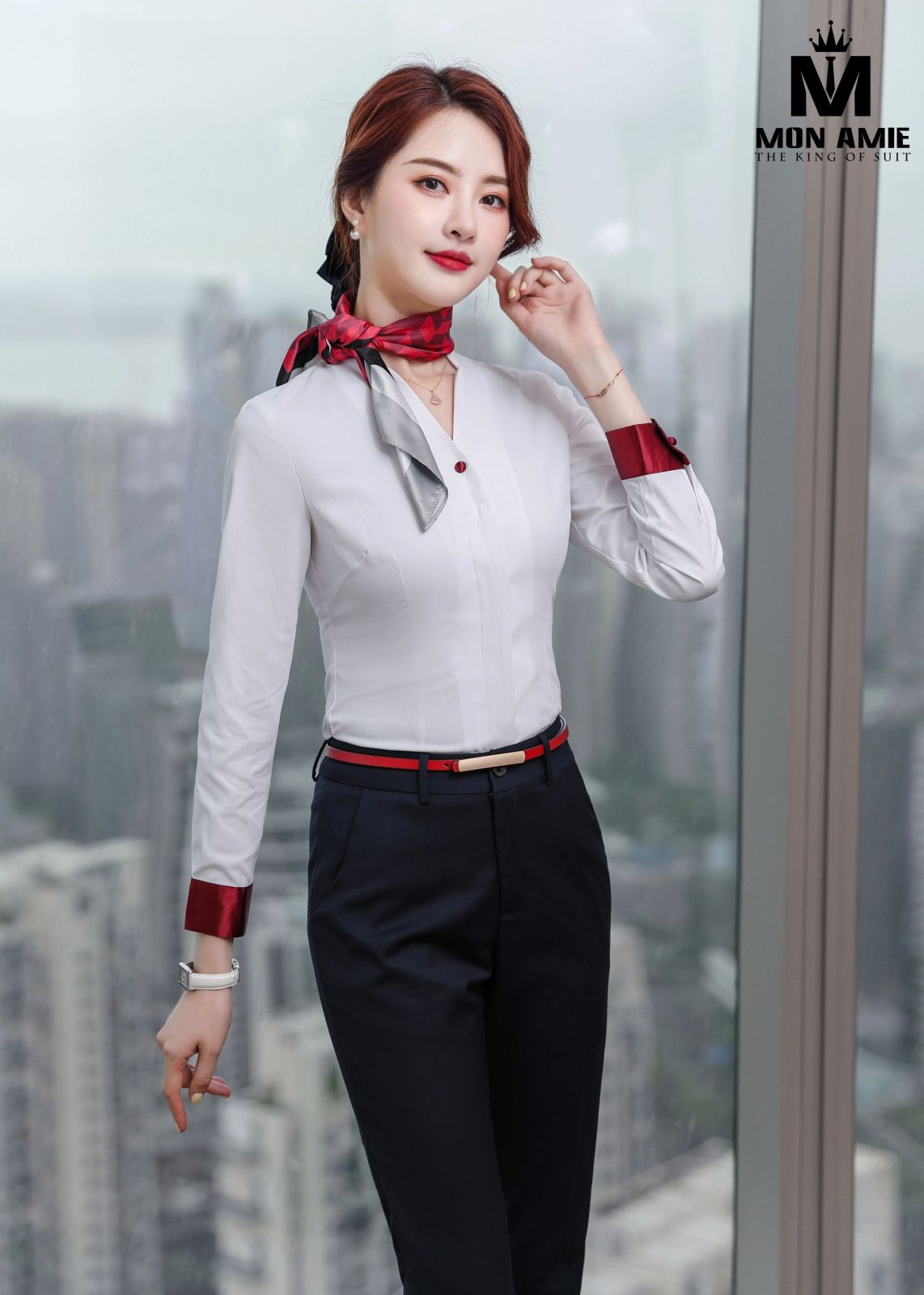 Mandarin Half Collar White Shirt 